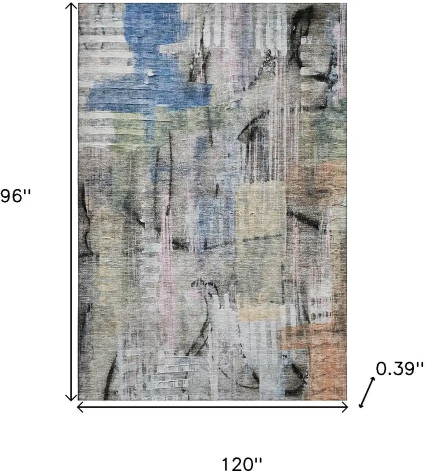 Blue And Black Abstract Washable Area Rug With UV Protection Photo 9