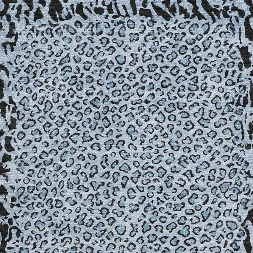 Blue And Black Animal Print Washable Area Rug With UV Protection Photo 2
