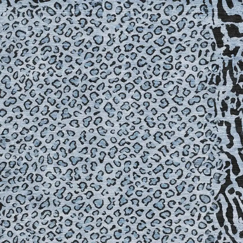 Blue And Black Animal Print Washable Area Rug With UV Protection Photo 2