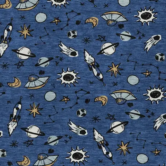 Blue And Black Animal Print Washable Indoor Outdoor Area Rug Photo 2
