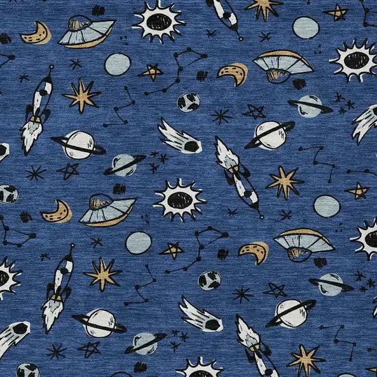 Blue And Black Animal Print Washable Indoor Outdoor Area Rug Photo 2