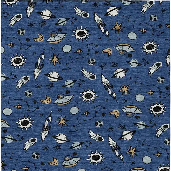 Blue And Black Animal Print Washable Indoor Outdoor Area Rug Photo 3