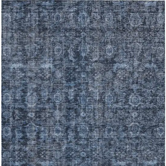 Blue And Black Damask Washable Indoor Outdoor Area Rug Photo 6
