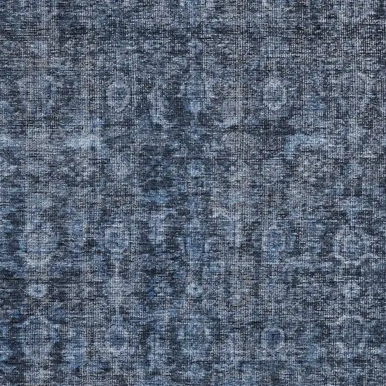 Blue And Black Damask Washable Indoor Outdoor Area Rug Photo 5