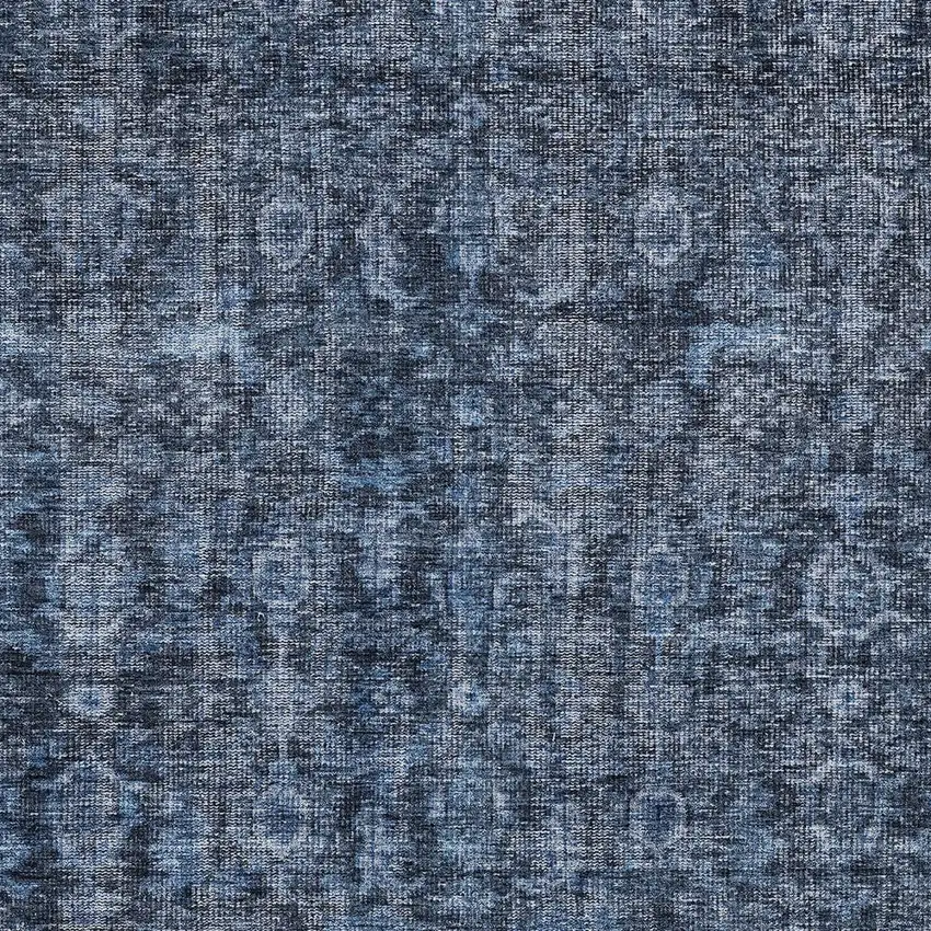 Blue And Black Damask Washable Indoor Outdoor Area Rug Photo 5