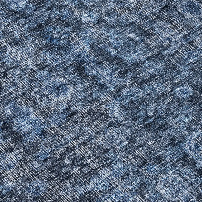 Blue And Black Damask Washable Indoor Outdoor Area Rug Photo 7