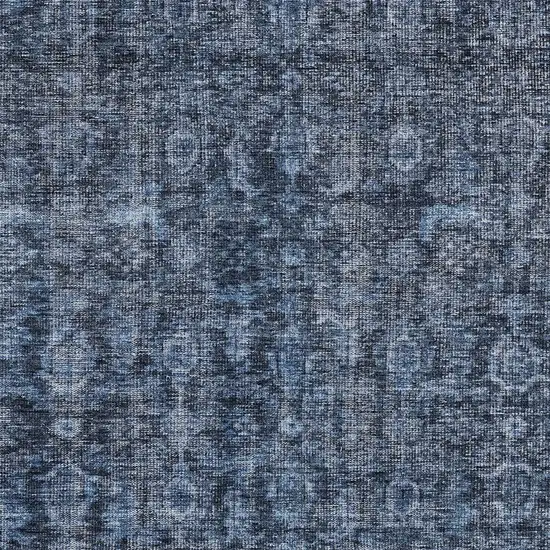 Blue And Black Damask Washable Indoor Outdoor Area Rug Photo 5