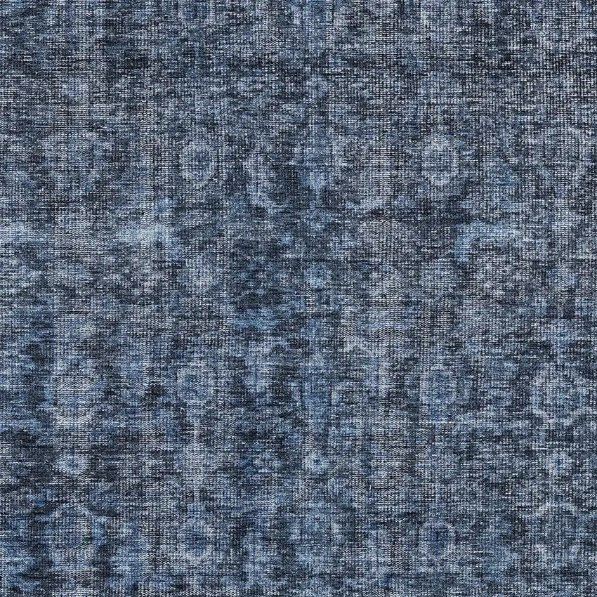 Blue And Black Damask Washable Indoor Outdoor Area Rug Photo 5