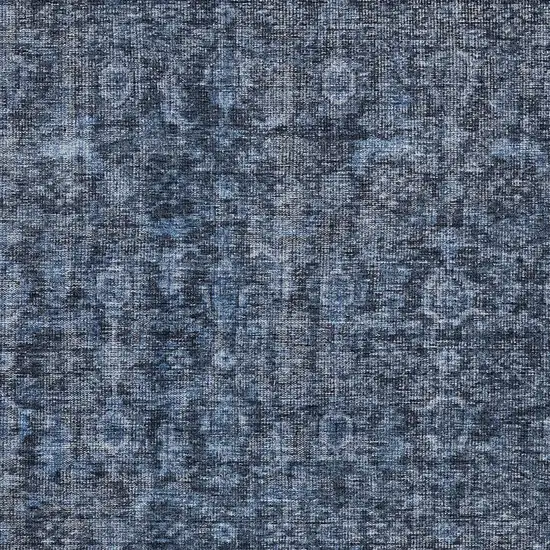 Blue And Black Damask Washable Indoor Outdoor Area Rug Photo 5