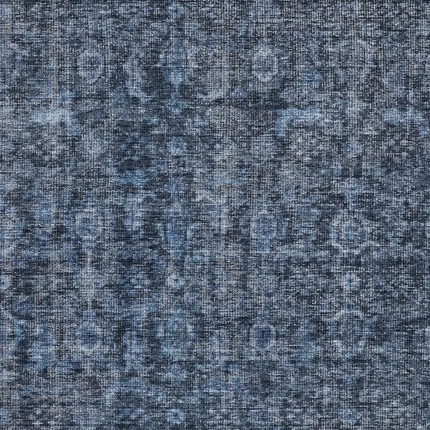 Blue And Black Damask Washable Indoor Outdoor Area Rug Photo 5