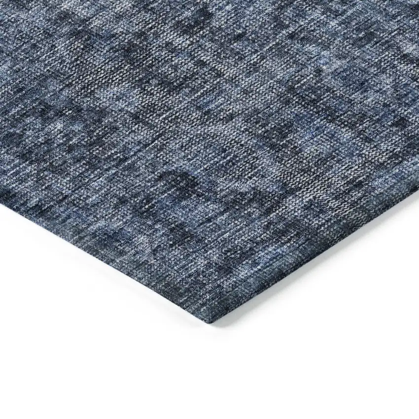 Blue And Black Damask Washable Indoor Outdoor Area Rug Photo 4