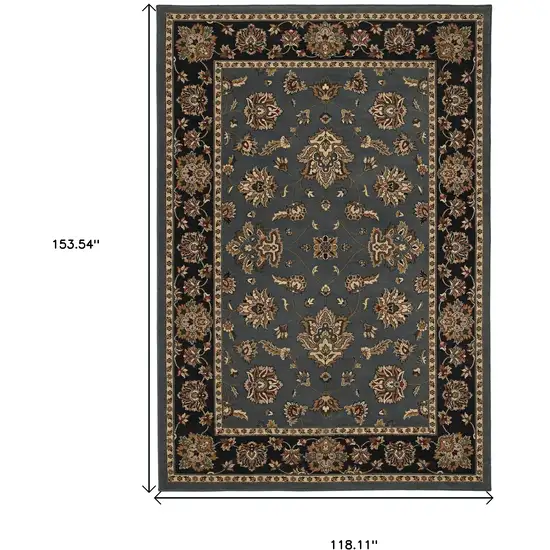 Blue And Black Floral Area Rug Photo 5