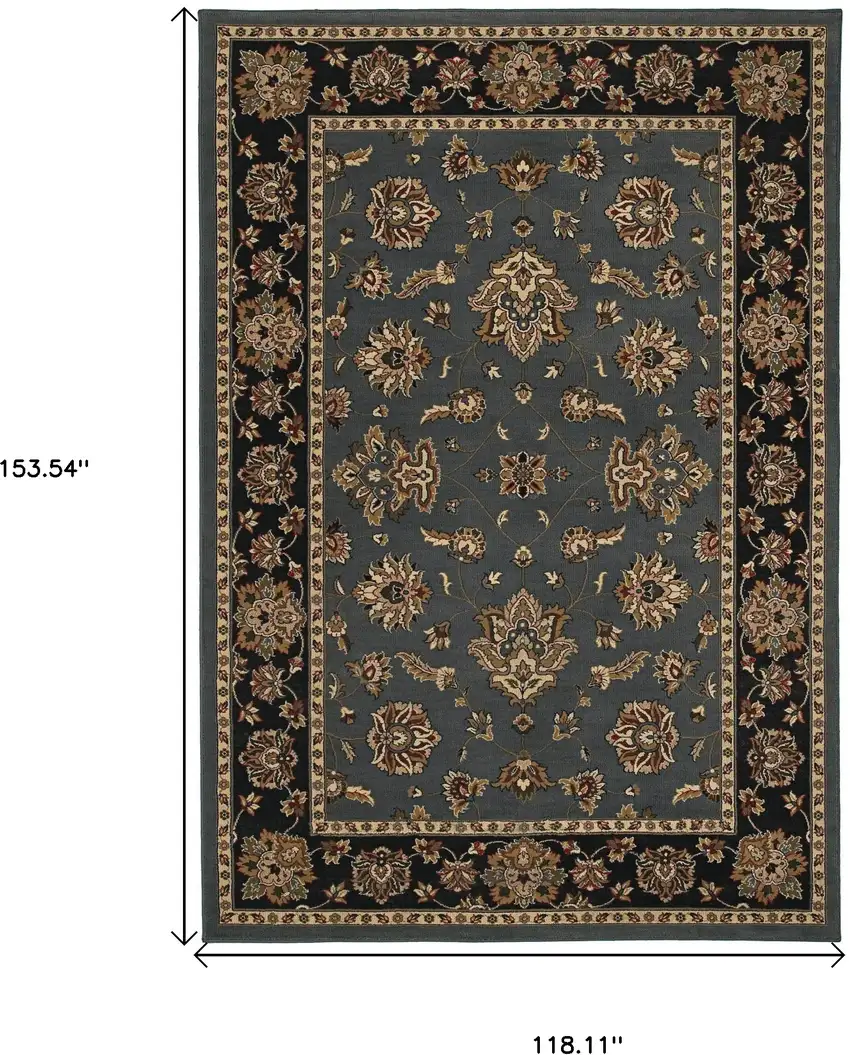 Blue And Black Floral Area Rug Photo 5