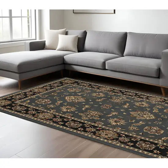 Blue And Black Floral Area Rug Photo 1