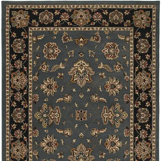 Blue And Black Floral Area Rug Photo 4