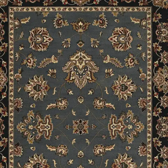 Blue And Black Floral Area Rug Photo 3