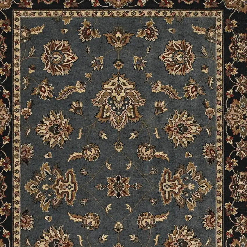 Blue And Black Floral Area Rug Photo 3