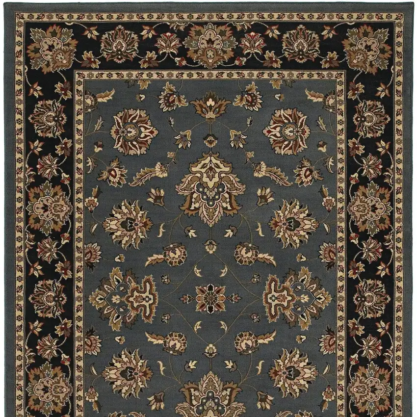 Blue And Black Floral Area Rug Photo 4