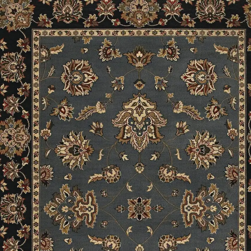 Blue And Black Floral Area Rug Photo 3