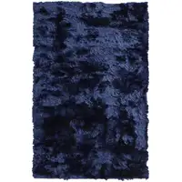 Photo of Blue And Black Shag Tufted Handmade Area Rug