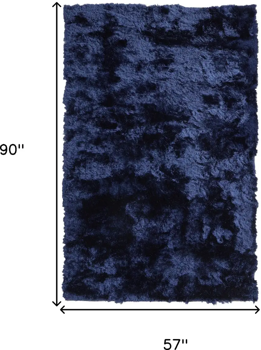 Blue And Black Shag Tufted Handmade Area Rug Photo 10