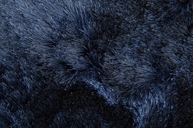 Blue And Black Shag Tufted Handmade Area Rug Photo 1