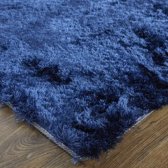 Blue and Black Shag Hand Tufted Area Rug Photo 8