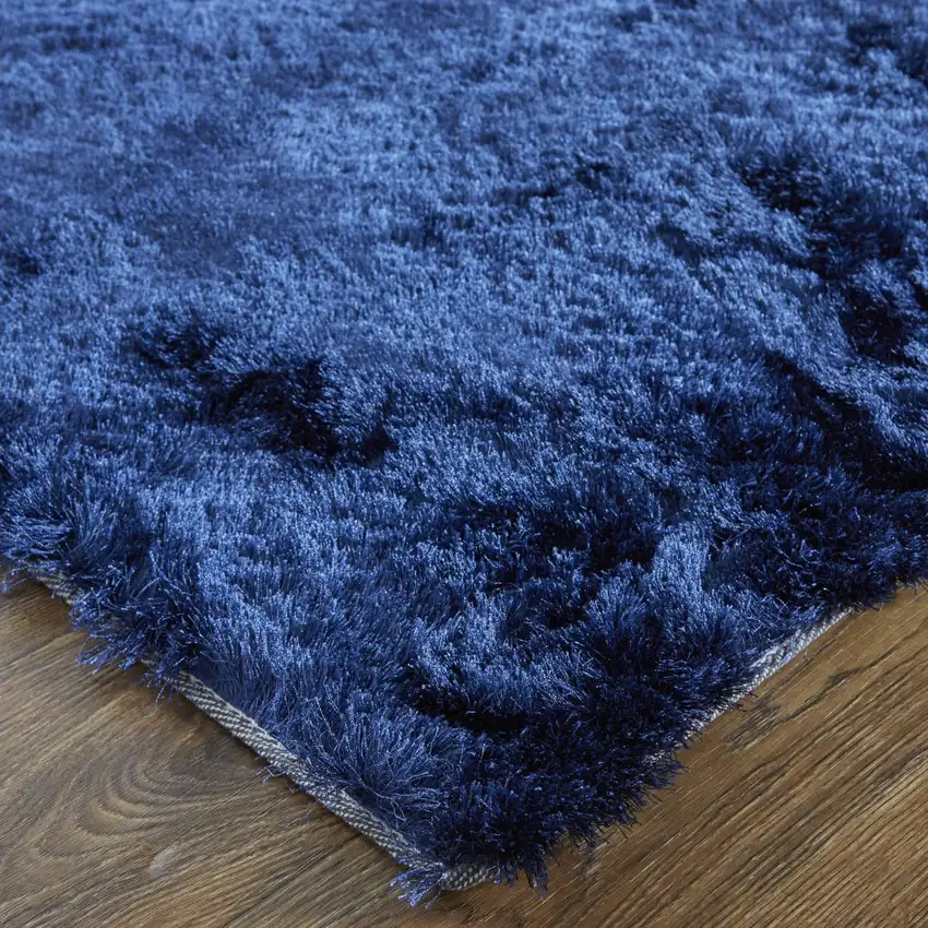 Blue and Black Shag Hand Tufted Area Rug Photo 8
