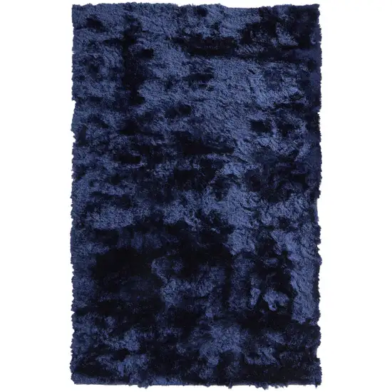 Blue and Black Shag Hand Tufted Area Rug Photo 2