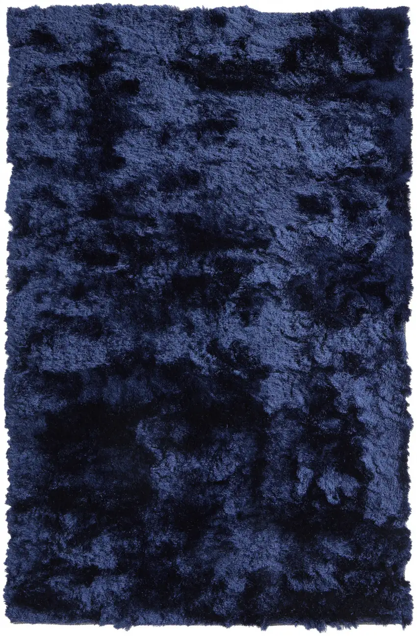 Blue and Black Shag Hand Tufted Area Rug Photo 2