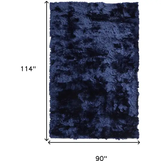 Blue and Black Shag Hand Tufted Area Rug Photo 3