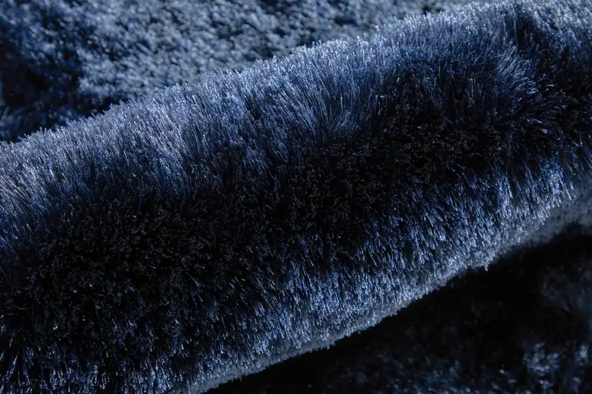 Blue And Black Shag Tufted Handmade Area Rug Photo 8