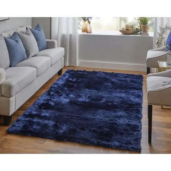 Blue and Black Shag Hand Tufted Area Rug Photo 6