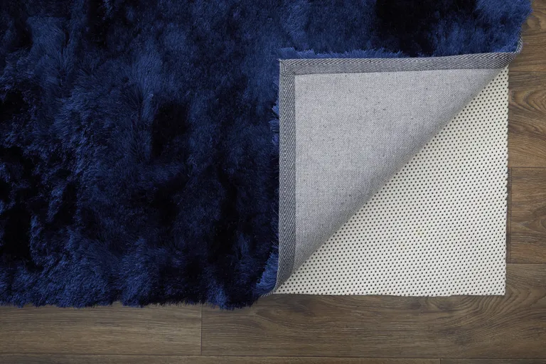 Blue And Black Shag Tufted Handmade Area Rug Photo 5