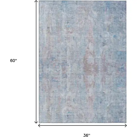 Blue And Blush Abstract Washable Indoor Outdoor Area Rug Photo 3