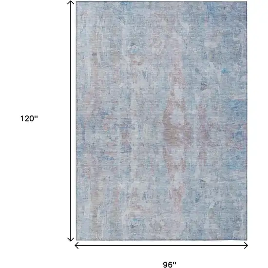 Blue And Blush Abstract Washable Indoor Outdoor Area Rug Photo 3