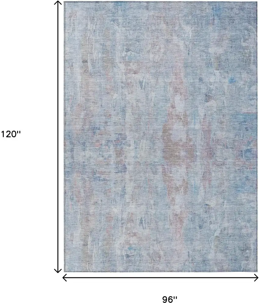Blue And Blush Abstract Washable Indoor Outdoor Area Rug Photo 3