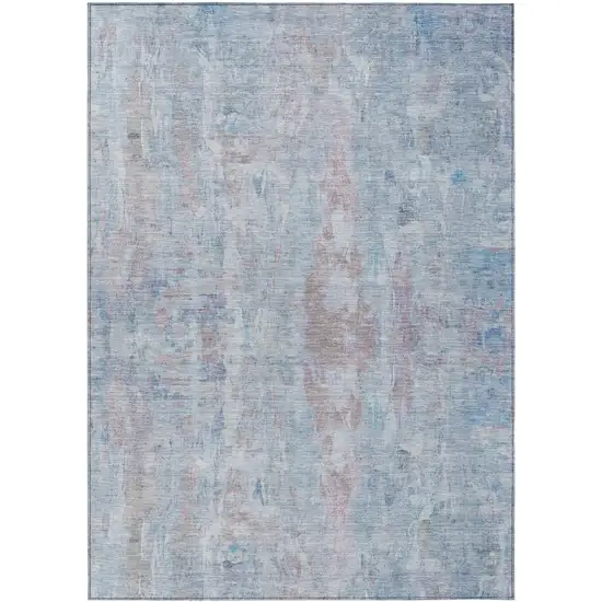 Blue And Blush Abstract Washable Indoor Outdoor Area Rug Photo 2
