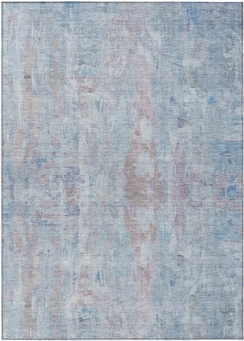 Blue And Blush Abstract Washable Indoor Outdoor Area Rug Photo 2