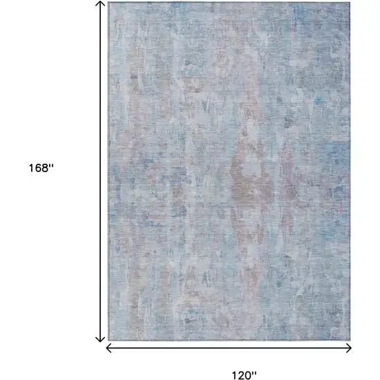 Blue And Blush Abstract Washable Indoor Outdoor Area Rug Photo 3