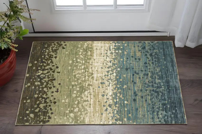Blue And Brown Abstract Area Rug Photo 1