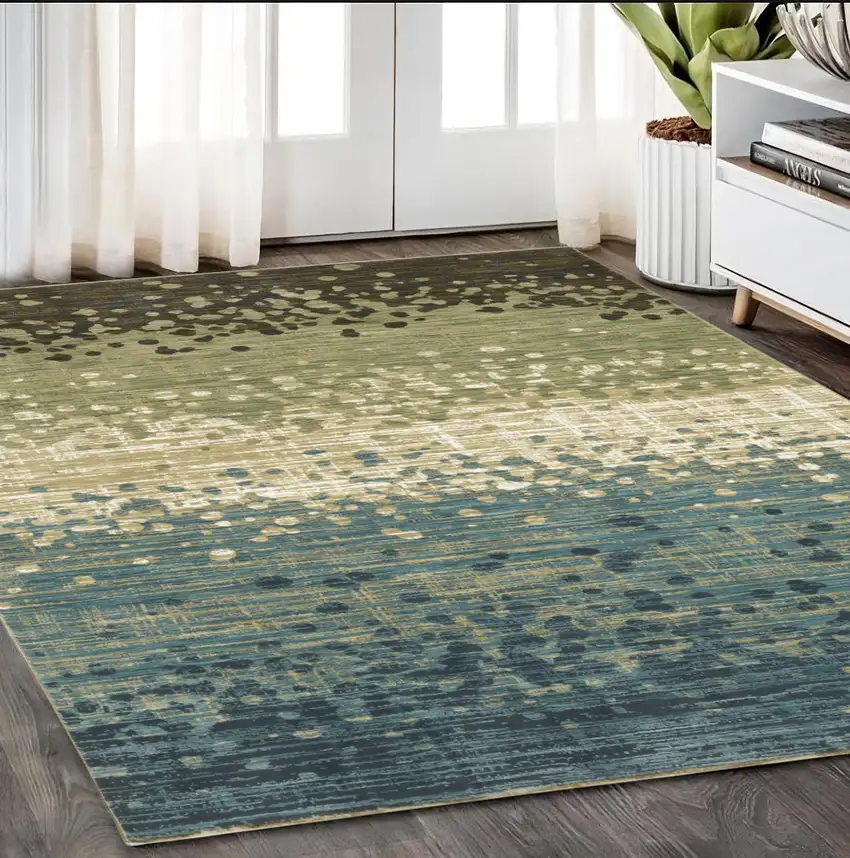 Blue And Brown Abstract Area Rug Photo 1