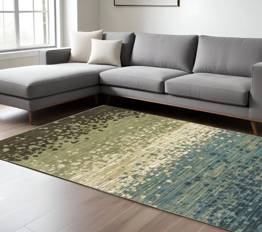 Blue And Brown Abstract Area Rug Photo 1