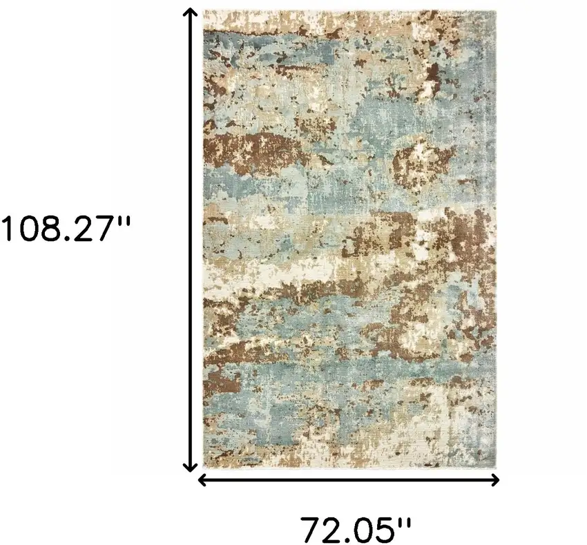 Blue And Brown Abstract Hand Loomed Stain Resistant Area Rug Photo 8
