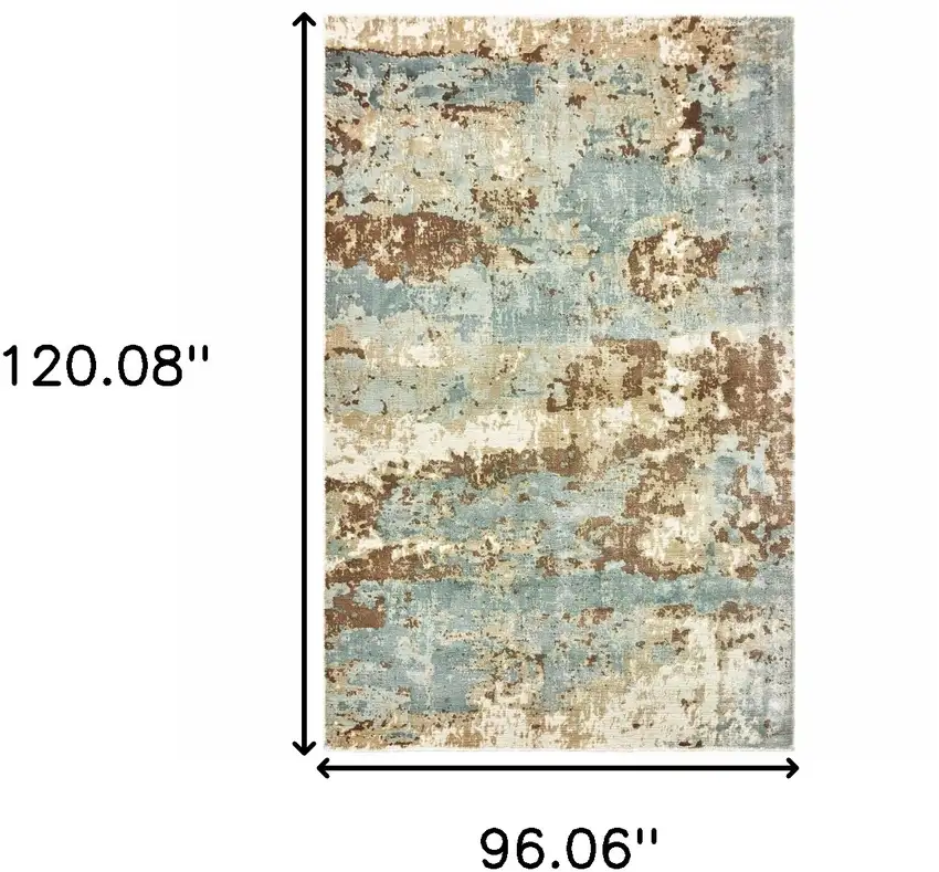 Blue And Brown Abstract Hand Loomed Stain Resistant Area Rug Photo 8