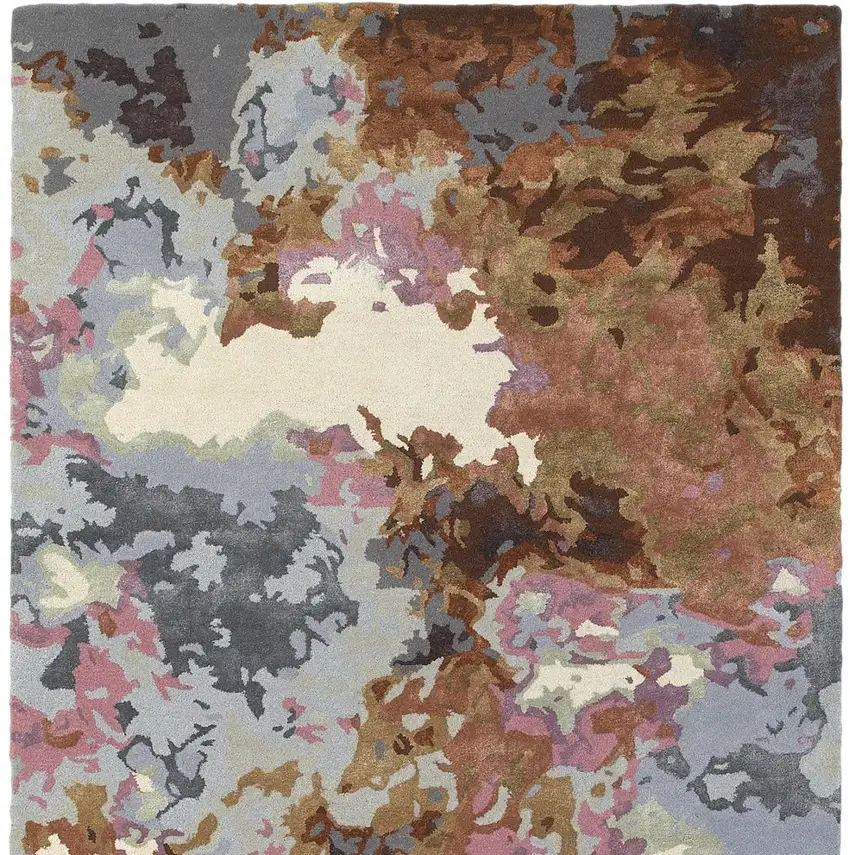 Blue And Brown Abstract Hand Tufted Area Rug Photo 2