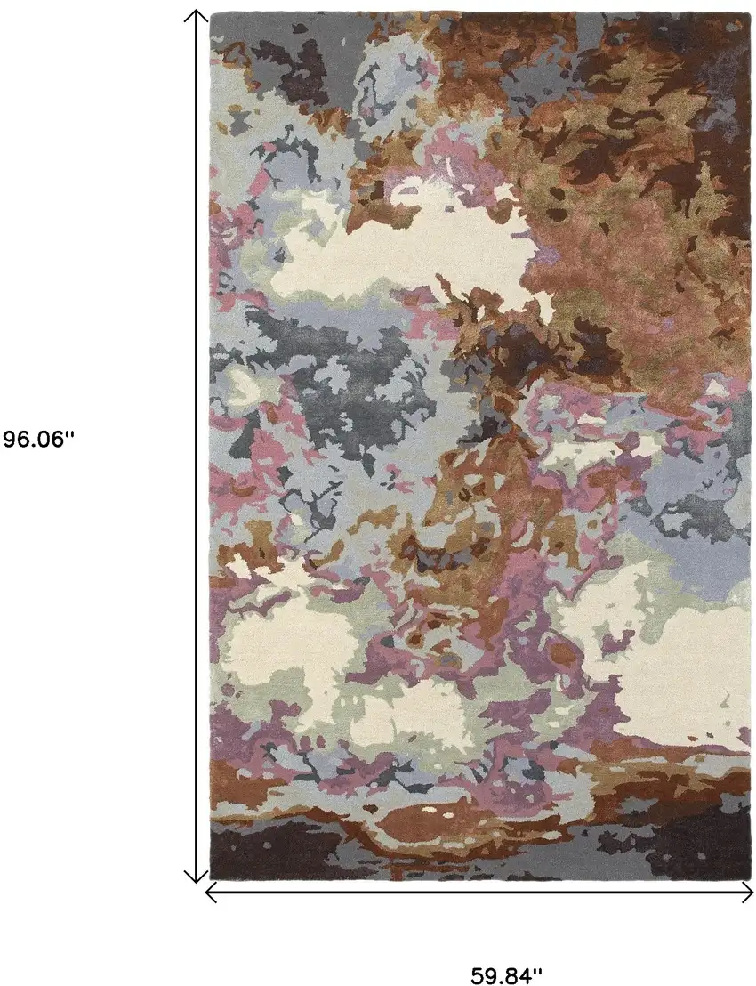 Blue And Brown Abstract Hand Tufted Area Rug Photo 6