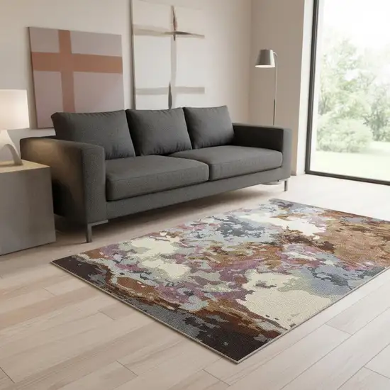 Blue And Brown Abstract Hand Tufted Area Rug Photo 1