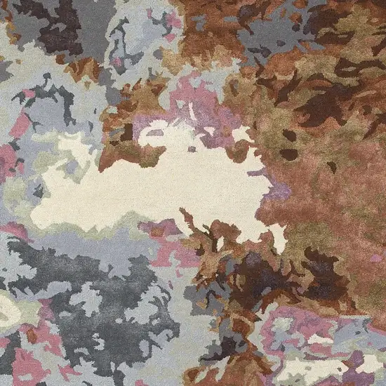 Blue And Brown Abstract Hand Tufted Area Rug Photo 4