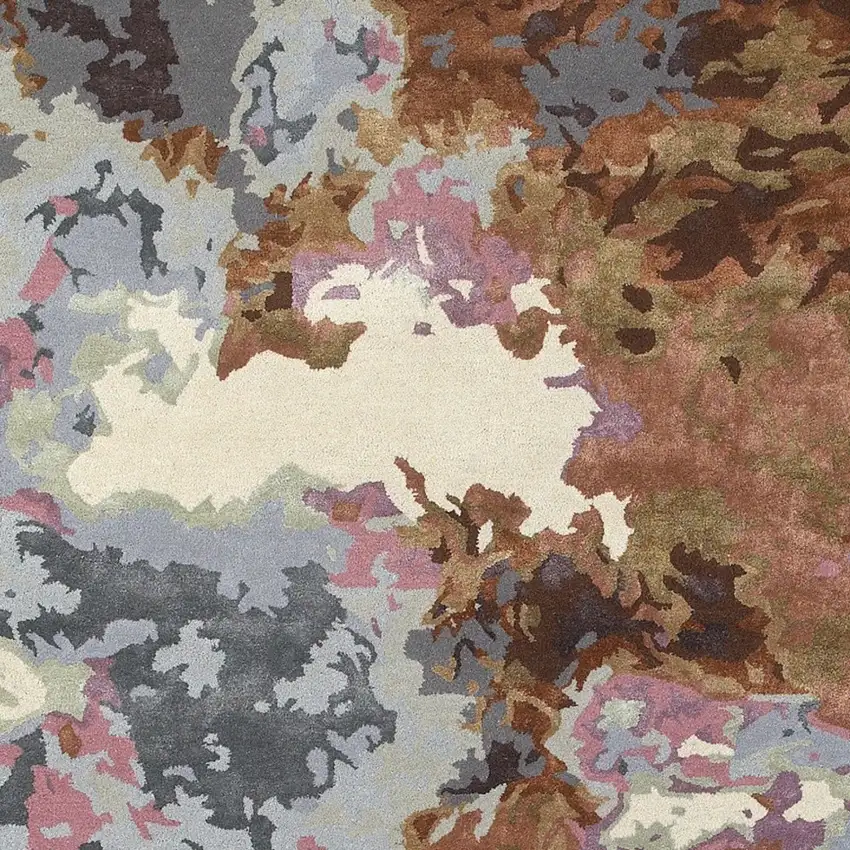 Blue And Brown Abstract Hand Tufted Area Rug Photo 4